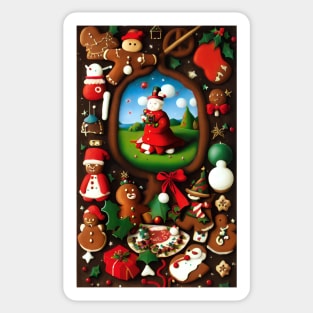 Gingerbread man and snow man Sticker